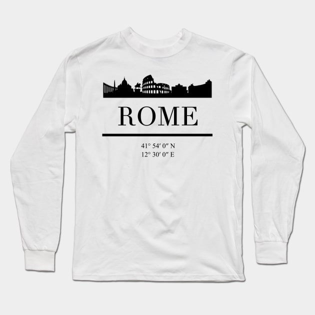 ROME ITALY BLACK SILHOUETTE SKYLINE ART Long Sleeve T-Shirt by deificusArt